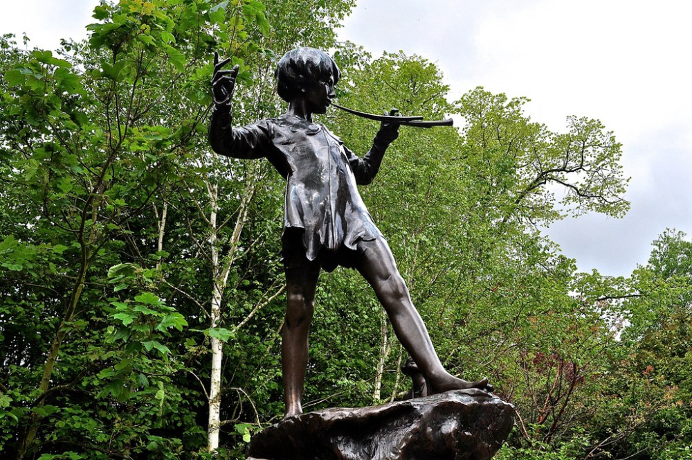 The bronze statue of Peter Pan in Kensington Gardens