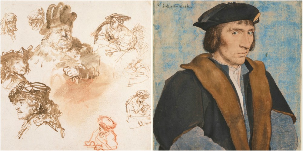 A sheet of figure studies, with male heads and three sketches of a woman with a child by Rembrandt von Rijn c.1636 © The Henry Barber Trust, the Barber Institute of Fine Arts, University of Birmingham Sir John Godsalve by Hans Holbein the Younger c.1532-4 Royal Collection Trust © Her Majesty Queen Elizabeth II 2017