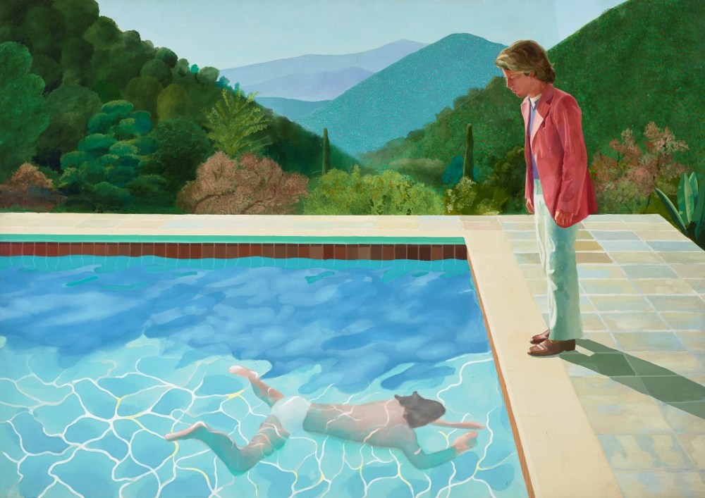 "PORTRAIT OF AN ARTIST (POOL WITH TWO FIGURES)" 1972 ACRYLIC ON CANVAS 84 X 120" © DAVID HOCKNEY PHOTO CREDIT: ART GALLERY OF NEW SOUTH WALES/JENNI CARTER