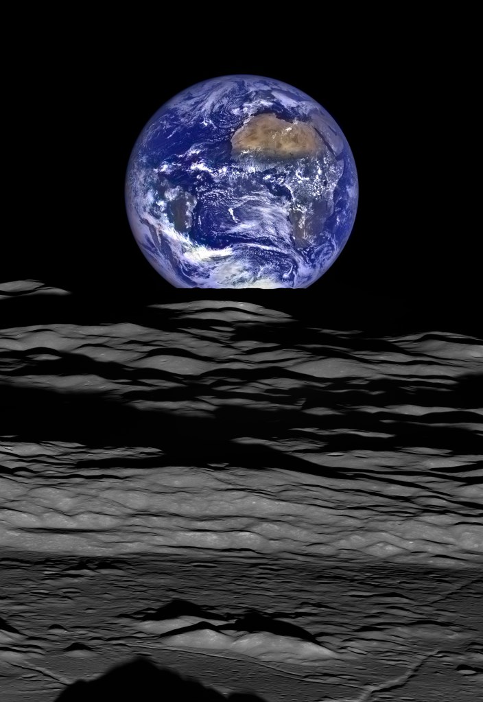 Earthrise revisited - composed of a series of images taken by the Lunar Reconnaissance Orbiter Camera on 12th October 2015 / NASA